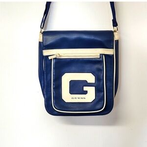 Vintage Guess Dark Blue Multi Pocket Messenger Crossbody Bag